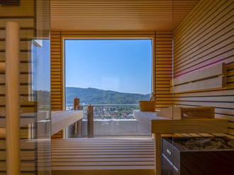 aussensauna-sauna-mit-panoramafenster-espenleiste-farblicht-individuell-nach-mass